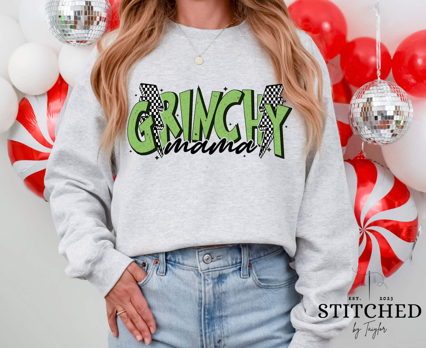 Grinchy Mama Lightening Bolt (printed)
