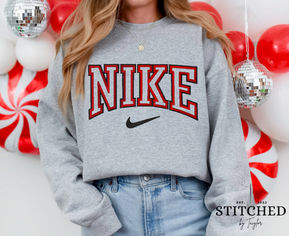 Double Outline with Swoosh (customized) Crewneck - EMBROIDERED