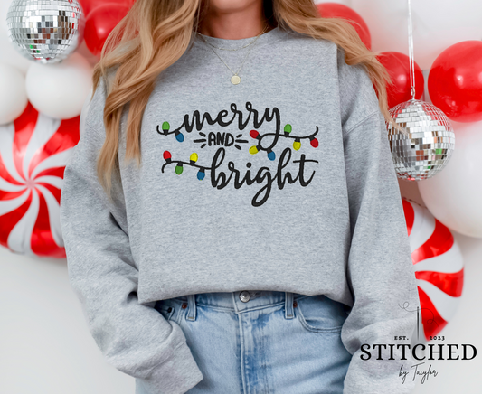 Merry & Bright Crewneck - EMBROIDERED
