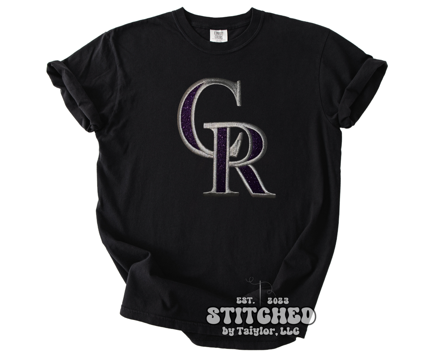 Colorado Rockies T-Shirt Glitter Logo - Embroidered