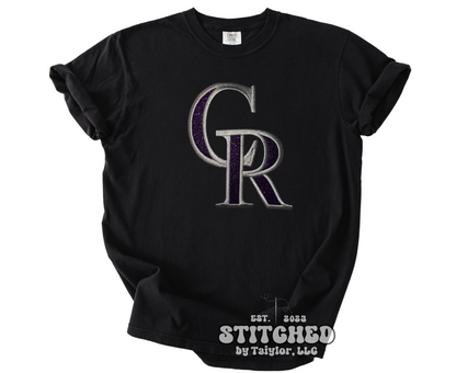 Colorado Rockies T-Shirt Glitter Logo - Embroidered