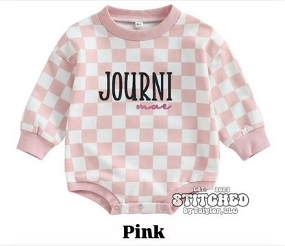 Checkered Onesie with Name - Embroidered