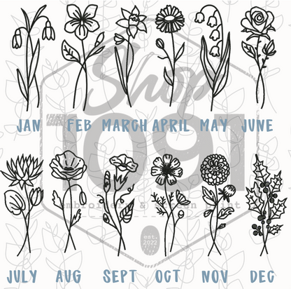 Birth Month Flower Design - Embroidered