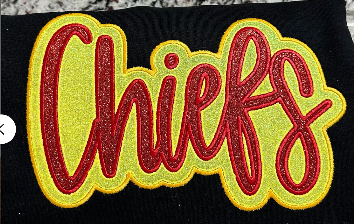 CHIEFS Double Glitter - Embroidered (SEE DESCRIPTION)