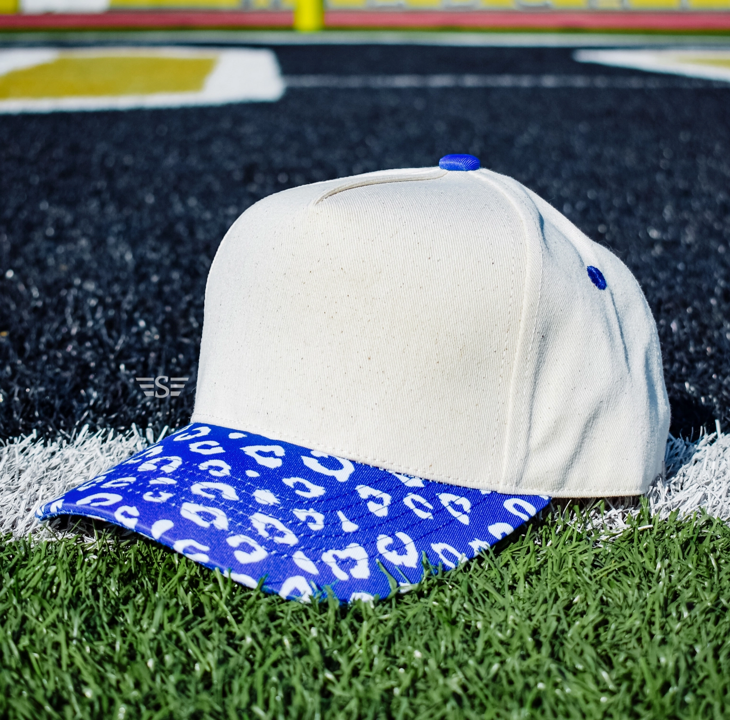 Royal Blue Cheetah Trucker Hat | High Pony Hat | DENVER Upside Down Puff | Puff Embroidered