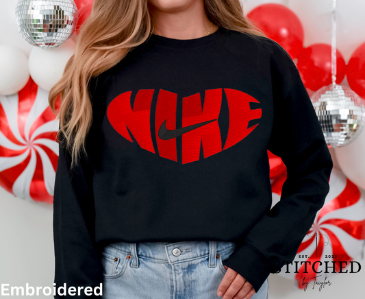 Heart with Swoosh (customized) Crewneck - EMBROIDERED