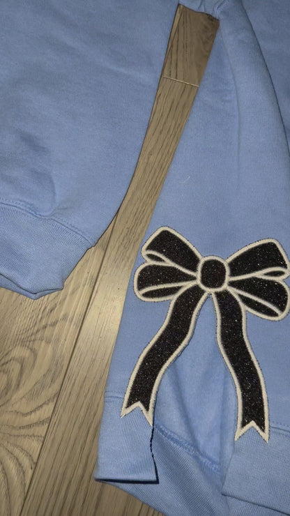 CYCLONES Glitter Crewneck with Split Bow Design - EMBROIDERED